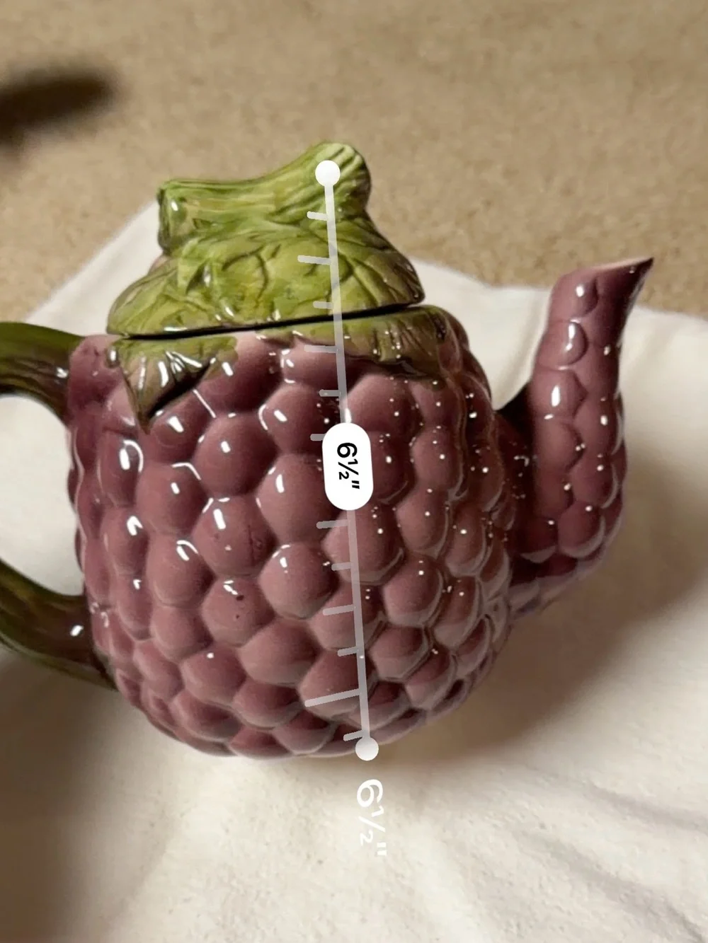Vintage 90s Grapes Ceramic teapot Cottagecore Farmhouse Fruit kitchen cottage